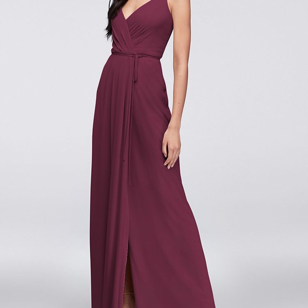 David’s Bridal Wrap Bridesmaids Dress in Wine
